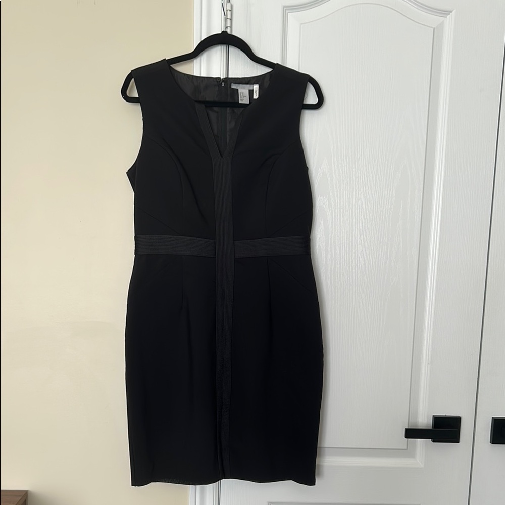 H&M Black Sheath Midi Dress V-Neck Sleeveless